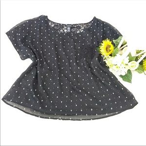 TORRID TOP BLACK SEMI SHEER SIZE 2 CROSSES